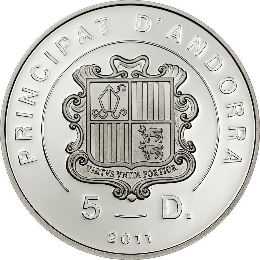 25g Silver Coin 2011 Andorra 5 Diners Merry Christmas Bon Nadal Nativity-classypw.com-2