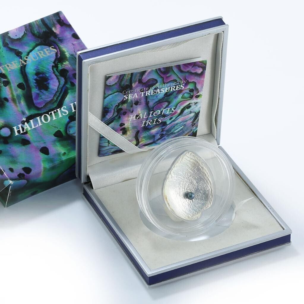 25g Silver Coin 2012 $5 Palau Sea Treasures Pearl Haliotis Iris Shell Shaped-classypw.com-3