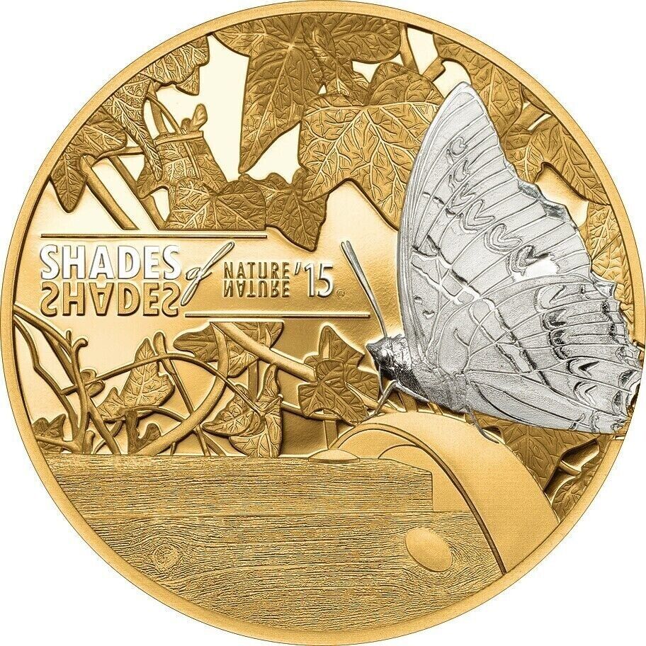 25g Silver Coin 2015 $5 Cook Islands Shades of Nature - Butterfly Gilded-classypw.com-1