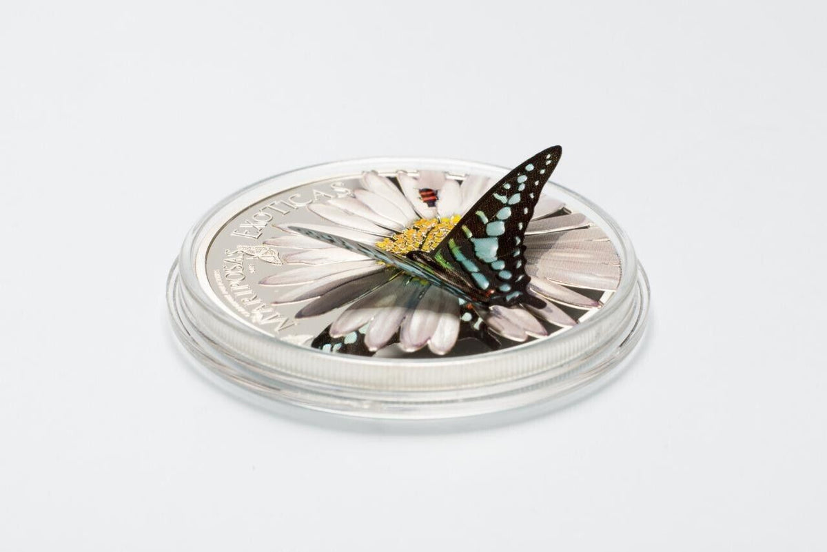 25g Silver Coin 2015 Equatorial Guinea Mariposas Exoticas 3D Butterflies - Black-classypw.com-3