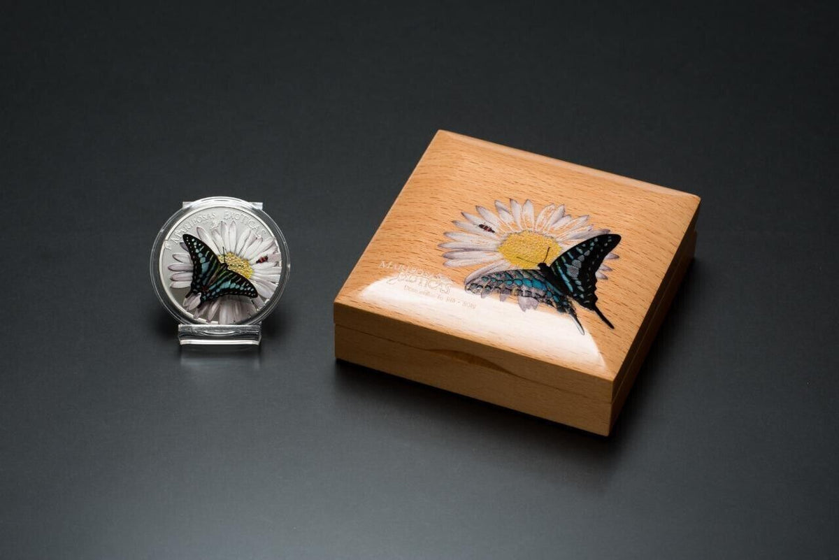 25g Silver Coin 2015 Equatorial Guinea Mariposas Exoticas 3D Butterflies - Black-classypw.com-4