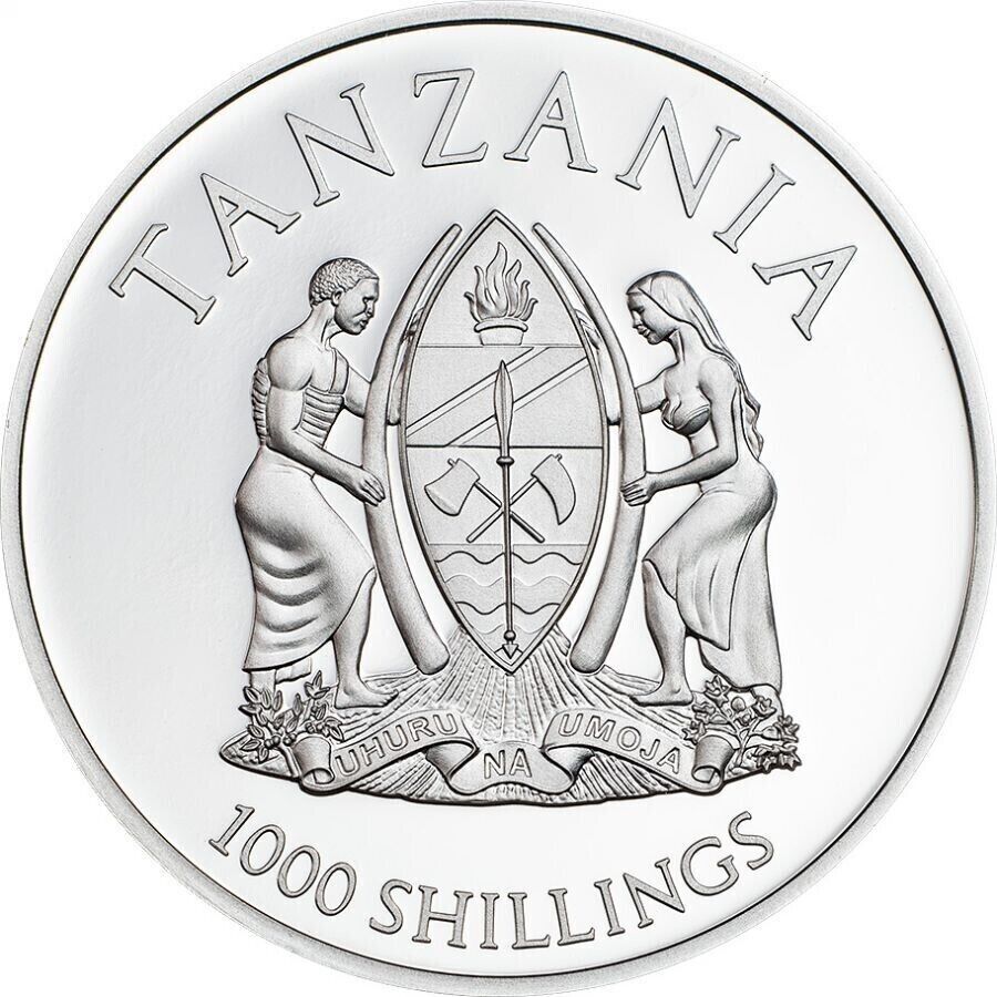 25g Silver Coin 2016 1000 shillings Tanzania Exotic 3D Butterflies - Red