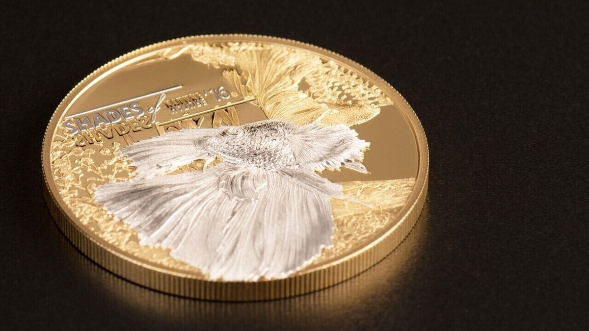 25g Silver Coin 2016 $5 Cook Islands Shades of Nature - Fighting Fish Gilded-classypw.com-2