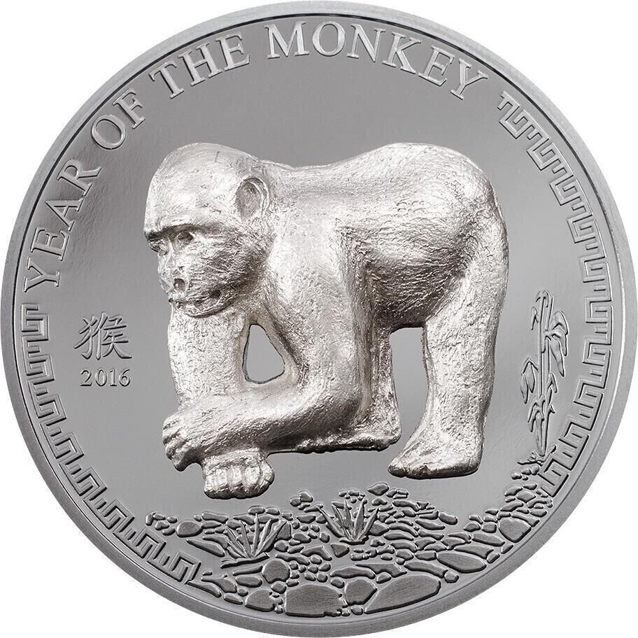 25g Silver Coin 2016 Mongolia 500 Togrog Year of the Monkey High Relief Proof-classypw.com-1