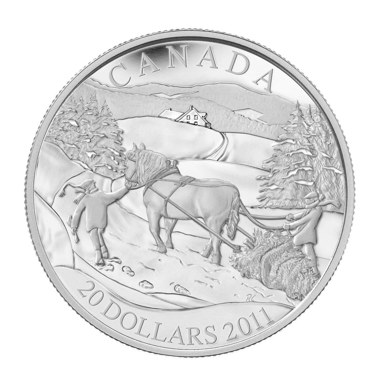 27.78g Silver Coin 2011 $20 Canada Sterling Silver Winter Scene-classypw.com-1