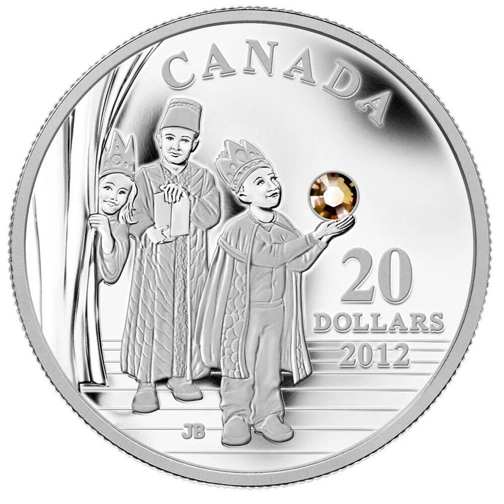 28.02g Silver Coin 2012 Canada $20 Silver Holiday Crystal The Three Wise Men-classypw.com-1