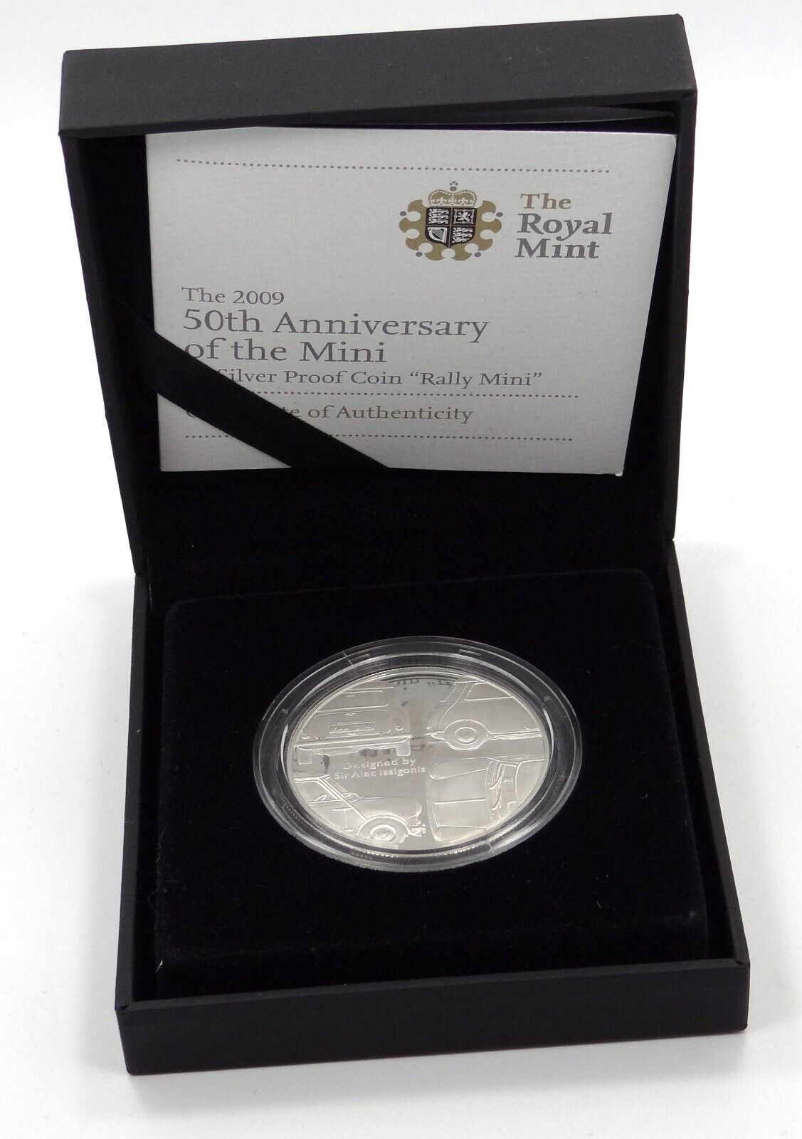 28.28g Silver Coin 2009 Alderney 5 Pounds Mini Cooper Car Rally Mini 50th Ann.