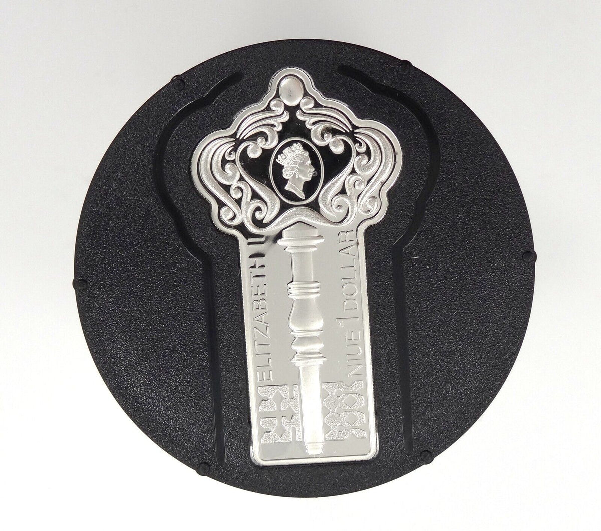 28.28g Silver Coin 2011 $1 Niue С новосельем! Housewarming Cat Open Door Key-classypw.com-2