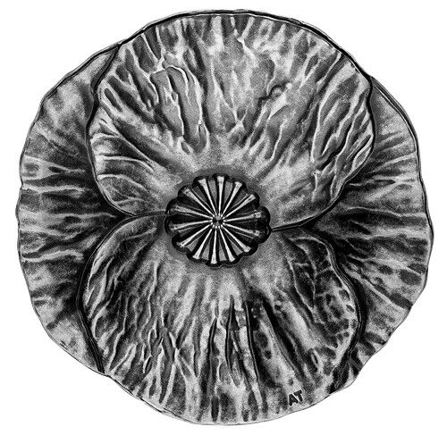 28.50g Silver Coin 2020 $20 Remembrance Day Poppy Flower Shaped Curved Coin-classypw.com-1