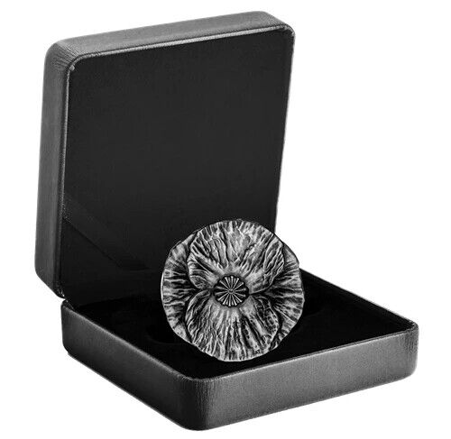 28.50g Silver Coin 2020 $20 Remembrance Day Poppy Flower Shaped Curved Coin-classypw.com-4
