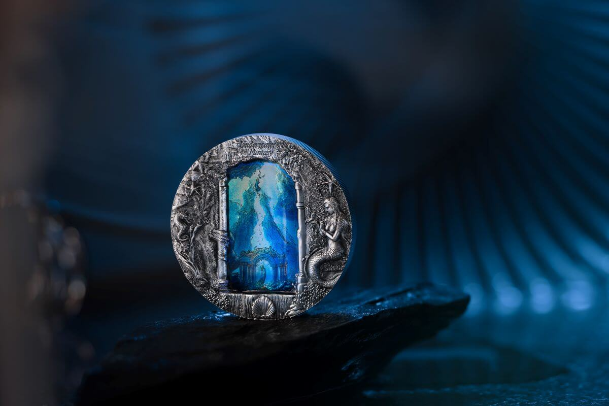 3 Oz Silver Coin 2024 Palau $20 Underwater Fantasy Mermaids Ultra High Relief