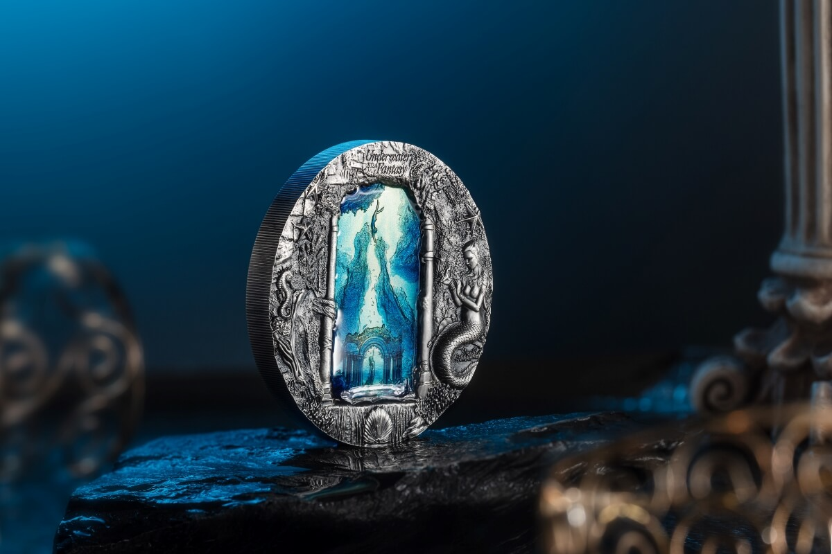 3 Oz Silver Coin 2024 Palau $20 Underwater Fantasy Mermaids Ultra High Relief