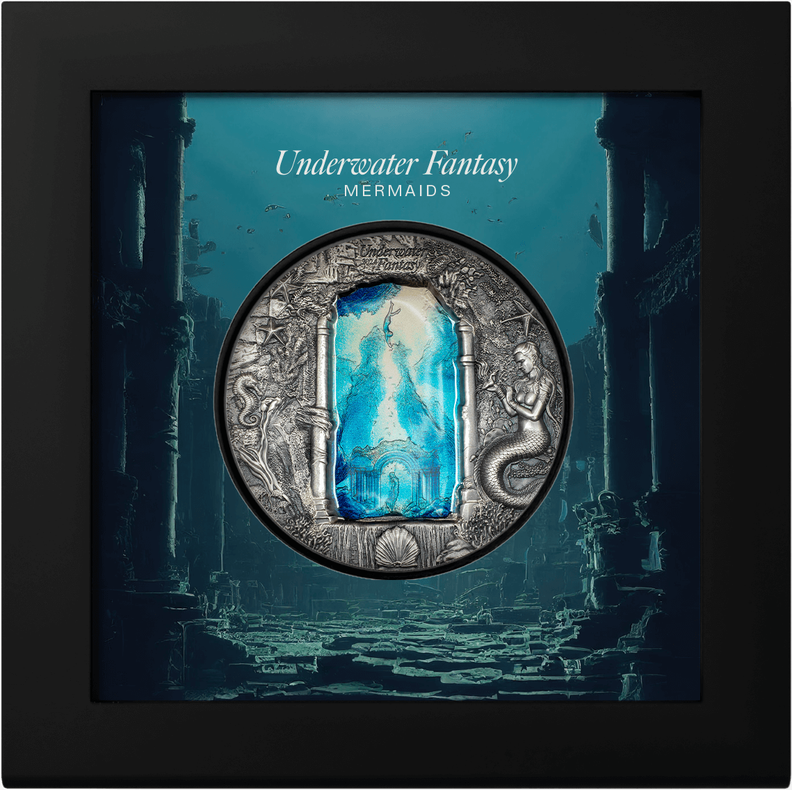 3 Oz Silver Coin 2024 Palau $20 Underwater Fantasy Mermaids Ultra High Relief
