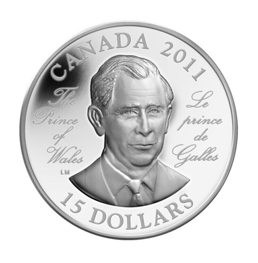 30g Silver Coin 2011 $15 Canada The Prince of Wales Charles Ultra High Relief