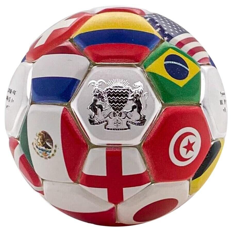 30g Silver Coin 2022 Chad 5000 Francs CFA Country Flags Soccer Ball Spherical