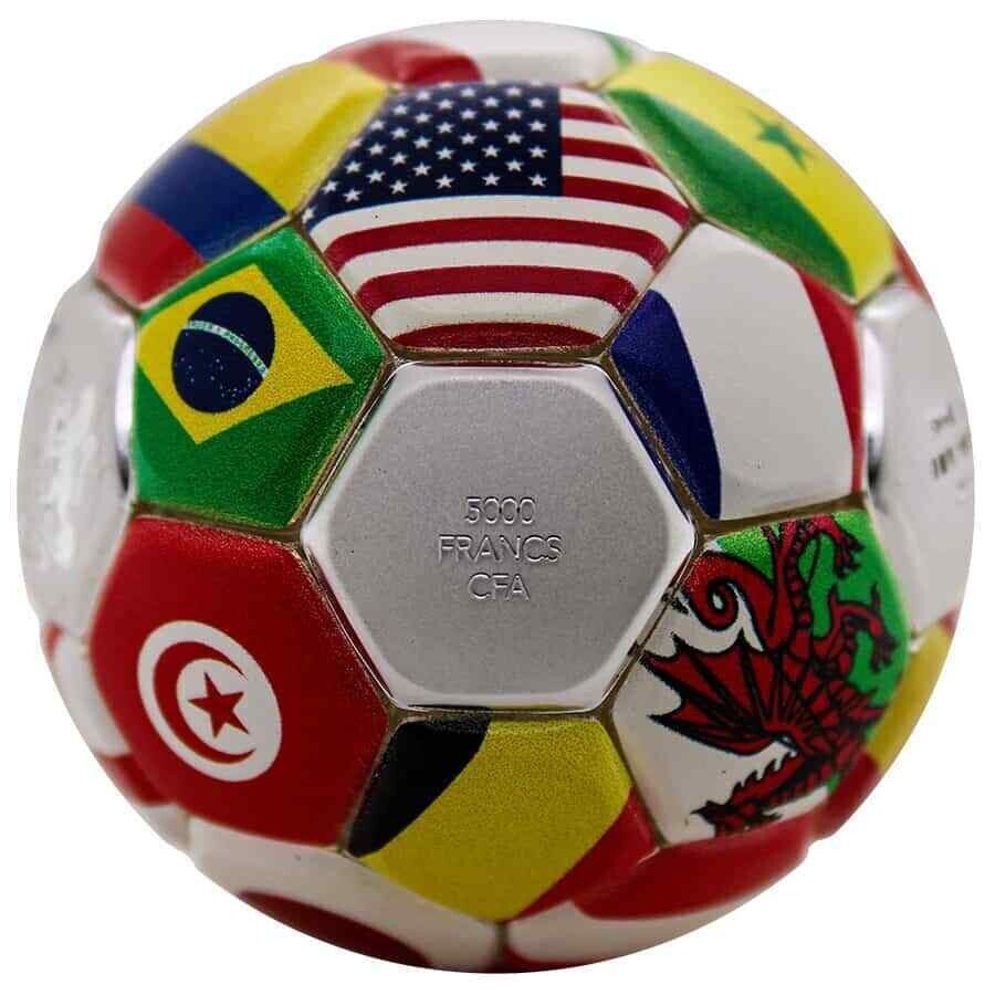 30g Silver Coin 2022 Chad 5000 Francs CFA Country Flags Soccer Ball Spherical