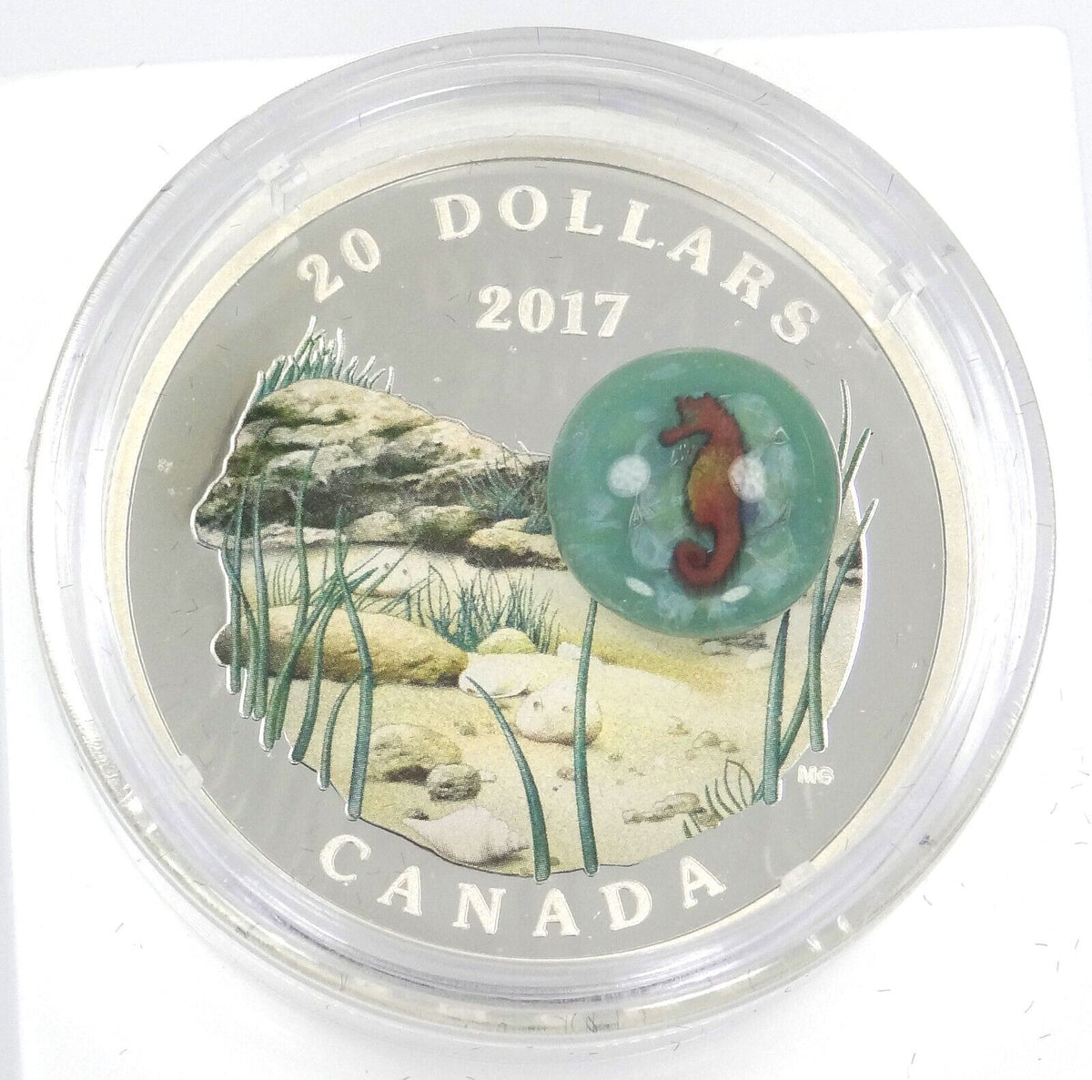 31.39g Silver Coin 2017 Canada $20 Murrini Glass Proof Under the Sea - Seahorse-classypw.com-1