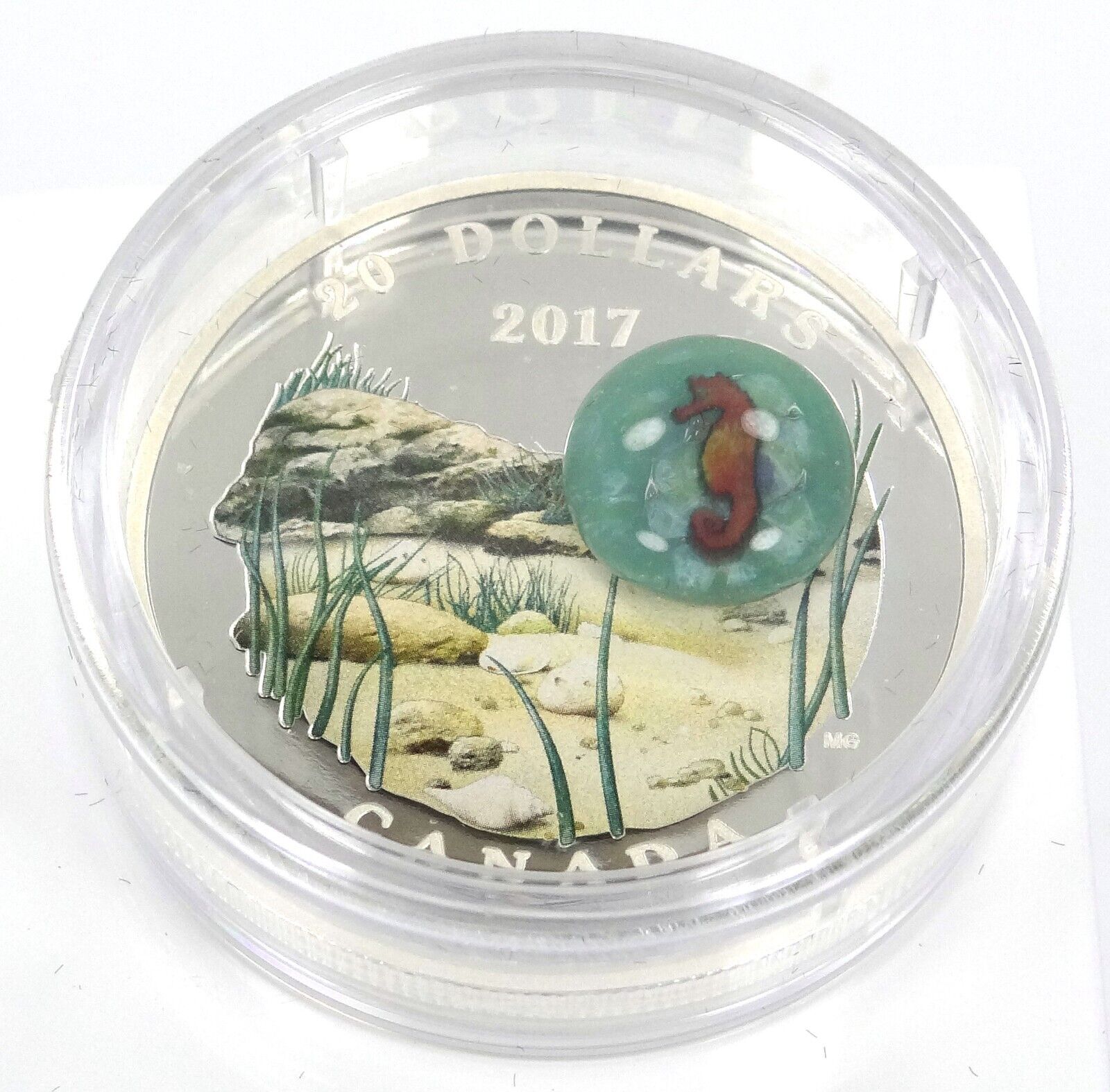 31.39g Silver Coin 2017 Canada $20 Murrini Glass Proof Under the Sea - Seahorse-classypw.com-2