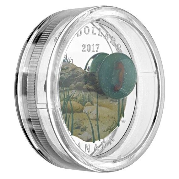 31.39g Silver Coin 2017 Canada $20 Murrini Glass Proof Under the Sea - Seahorse-classypw.com-3