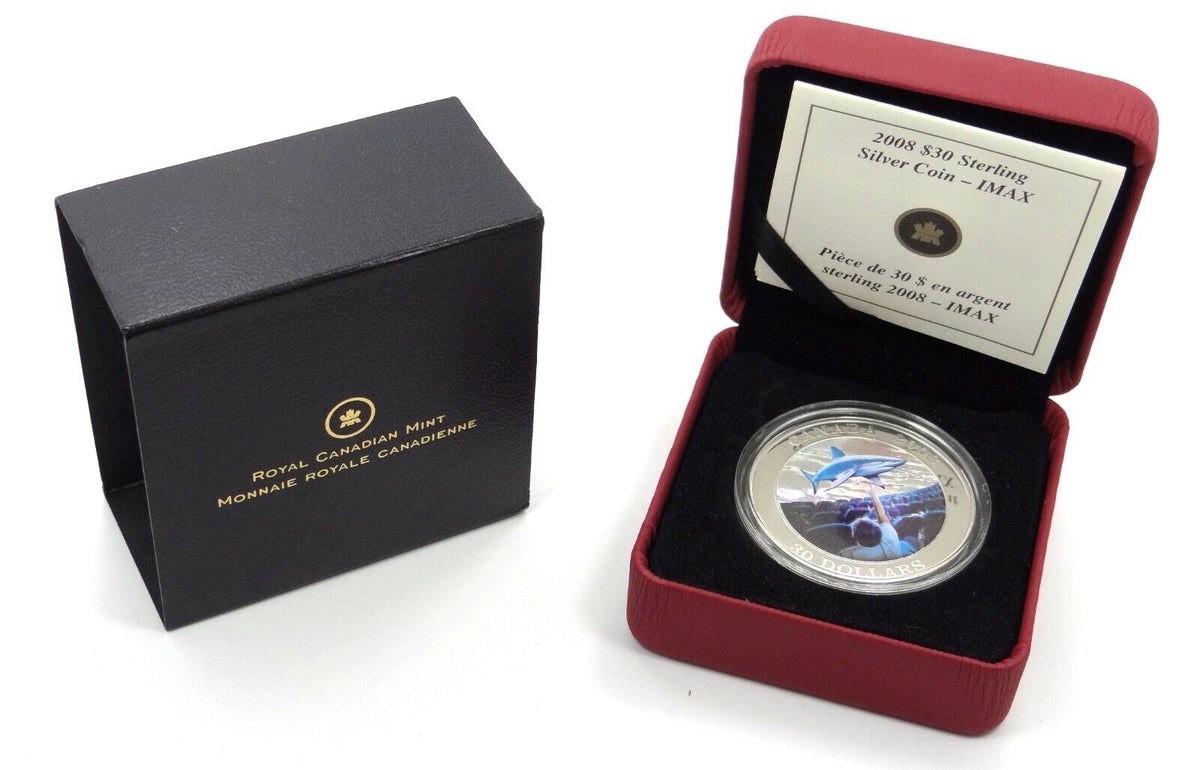 31.5g Silver Coin 2008 $30 Canadian Achievements Series: IMAX Shark Hologram OGP-classypw.com-4