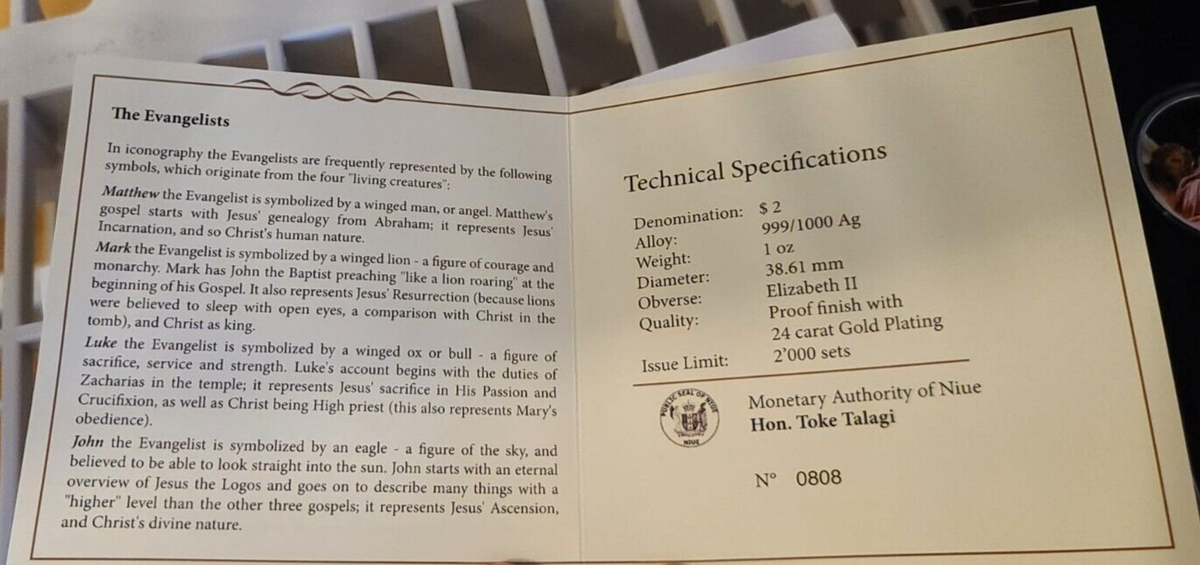 4 X 1 Oz Silver Coin 2011 $2 Orthodox Shrines - The Evangelists proof color set-classypw.com-13