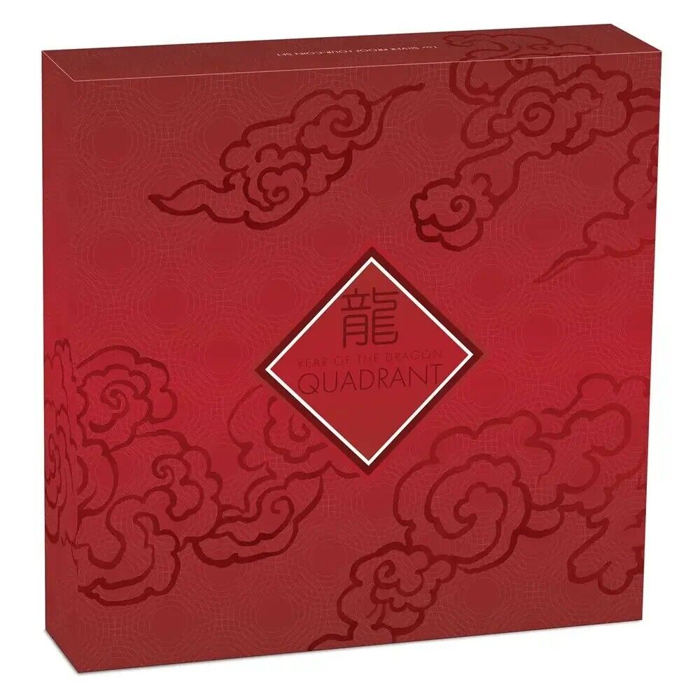 4 X 1 oz Silver Coin 2024 Australian Year of the Dragon Color Quadrant Coin Set