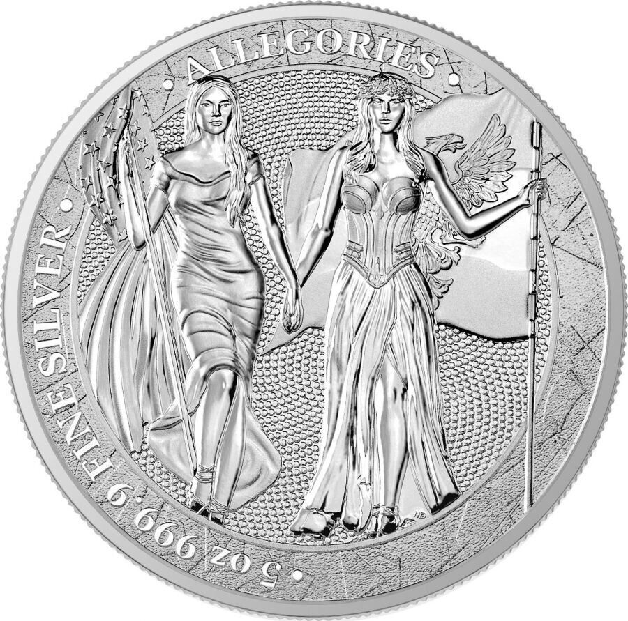 5 Oz Silver Coin 2019 25 Mark Columbia &amp; Germania - BU Limited Edition 500-classypw.com-1