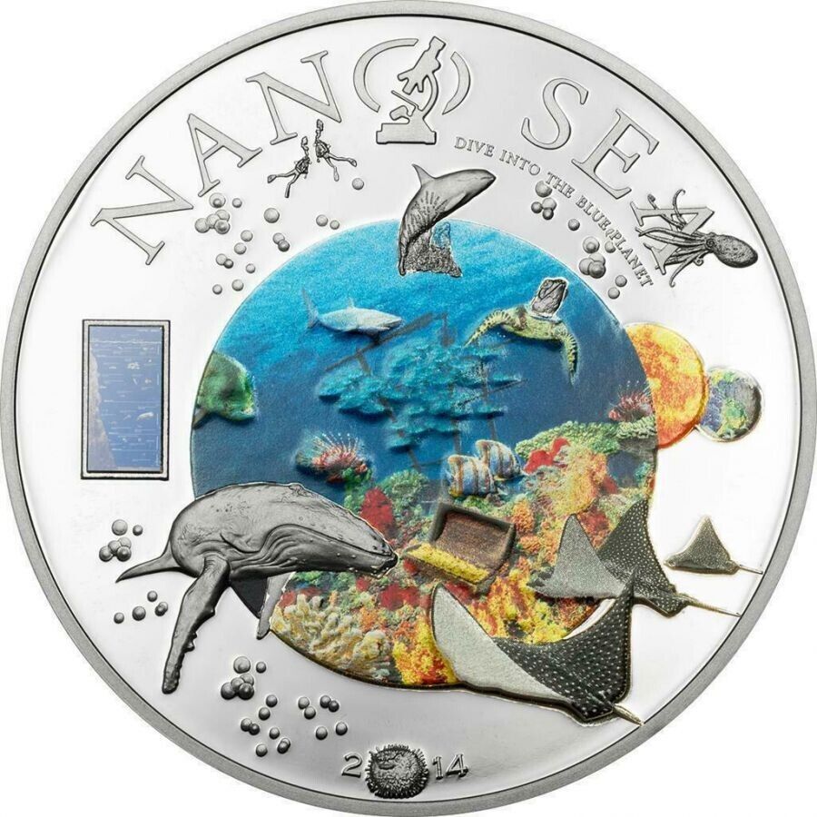 50g Silver Coin 2014 $10 Cook Islands Dive Into The Blue Planet - Nano Sea Proof-classypw.com-1