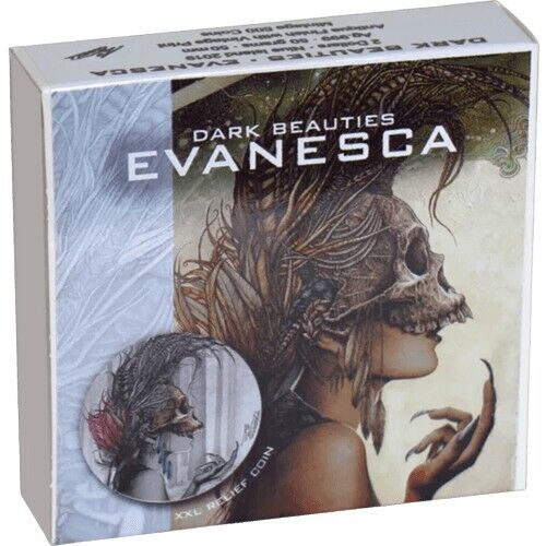 50g Silver Coin 2019 Niue $2 Dark Beauties Evanesca Ultra High Relief Antiqued-classypw.com-4