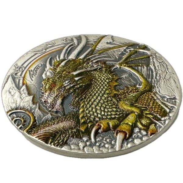50g Silver Coin 2023 Niue $2 The Fire Drake Dragon Ultra High Relief Antiqued-classypw.com-3