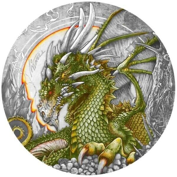 50g Silver Coin 2023 Niue $2 The Fire Drake Dragon Ultra High Relief Antiqued-classypw.com-4