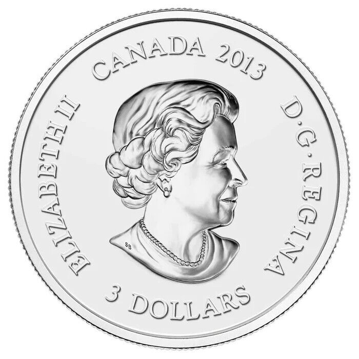 7.96g Silver Coin 2013 Canada $3 Hummingbird &amp; Morning Glory Red Swarovski