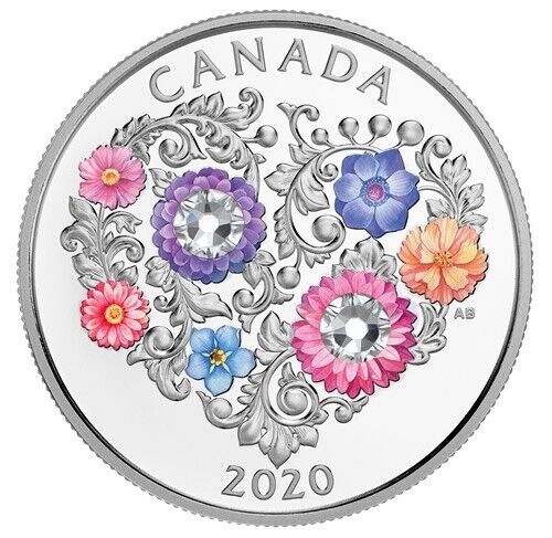 7.96g Silver Coin 2020 $3 Canada Celebration of Love with Swarovski Crystals OGP-classypw.com-4