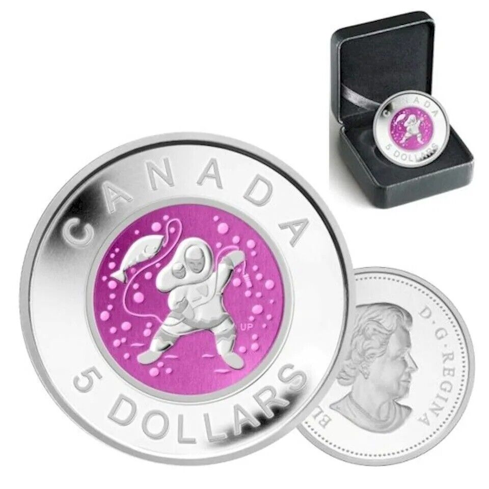 8.5g Silver & Niobium Coin 2013 Canada Aboriginal Art Mother & Baby Ice Fishing