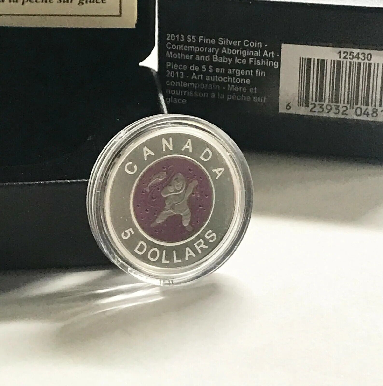 8.5g Silver & Niobium Coin 2013 Canada Aboriginal Art Mother & Baby Ice Fishing