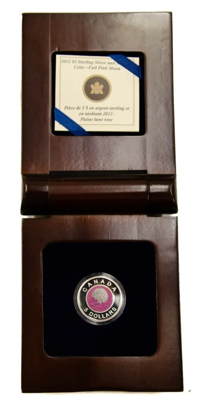 8.5g Sterling Silver &amp; Niobium Coin 2012 Canada Algonquin April Full Pink Moon