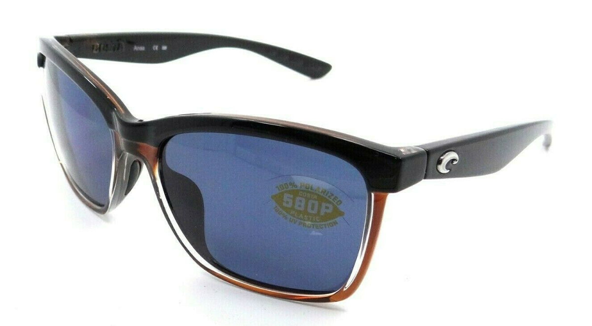 Costa Del Mar Sunglasses Anaa 55-16-129 Shiny Black on Brown / Gray 580P-097963547215-classypw.com-1