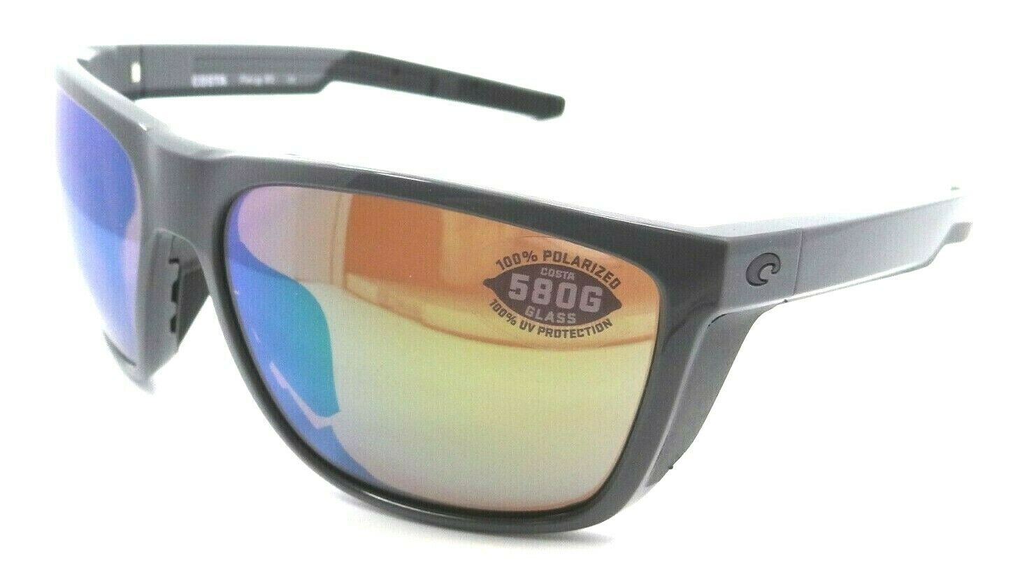 Costa Del Mar Sunglasses Ferg XL 62-16-130 Shiny Gray / Green Mirror 580G Glass-097963874298-classypw.com-1