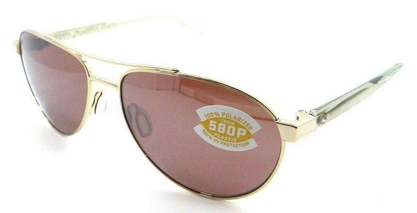 Costa Del Mar Sunglasses Fernandina 57-15-132 Shiny Gold / Silver Mirror 580P-0097963819954-classypw.com-1