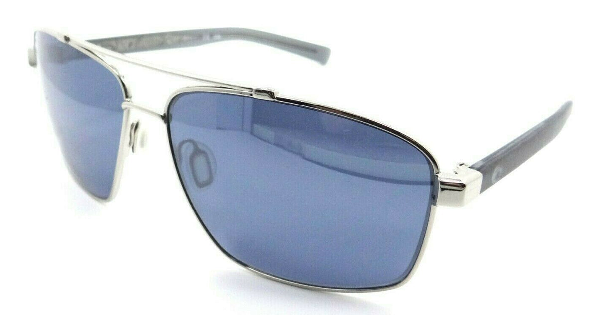 Costa Del Mar Sunglasses Flagler 62-14-137 Shiny Silver / Blue Mirror 580G Glass-097963820141-classypw.com-1
