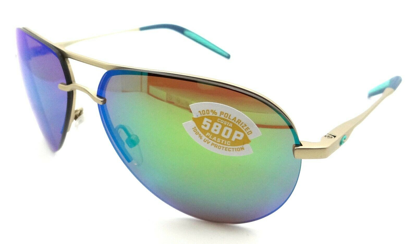 Costa Del Mar Sunglasses Helo Matte Champagne Blue / Turquoise Green Mirror 580P-097963809269-classypw.com-1