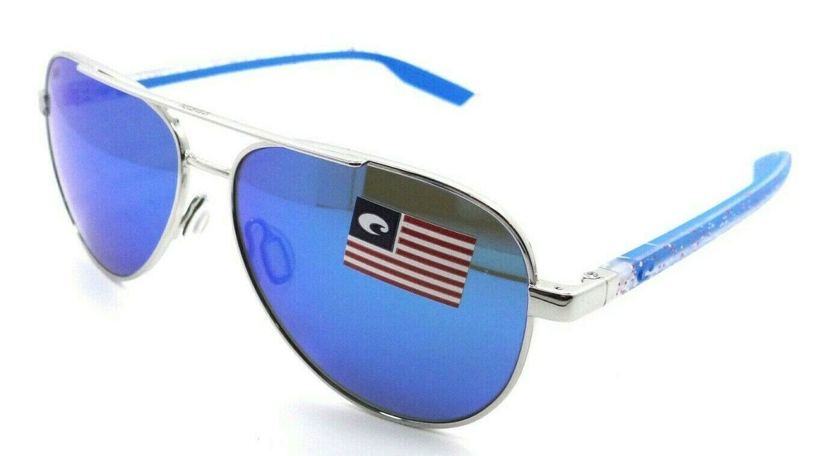 Costa Del Mar Sunglasses Peli 57-14-140 Shiny Silver / Blue Mirror 580G Glass-097963855853-classypw.com-1