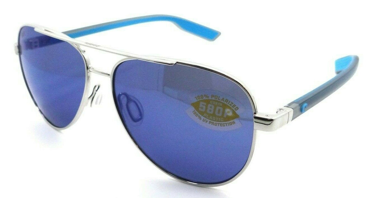 Costa Del Mar Sunglasses Peli 57-14-140 Shiny Silver / Blue Mirror 580P-0097963844529-classypw.com-1