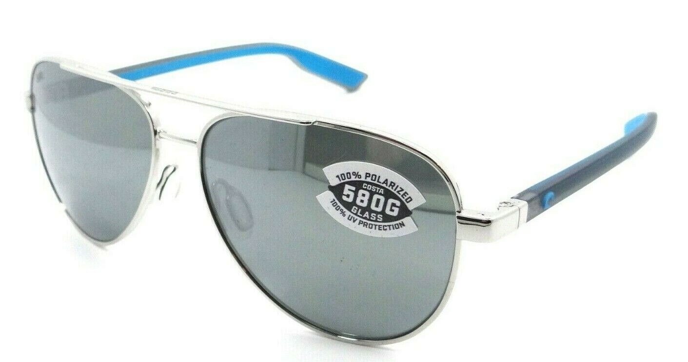 Costa Del Mar Sunglasses Peli 57-14-140 Shiny Silver / Gray Silver Mirror 580G-0097963844505-classypw.com-1
