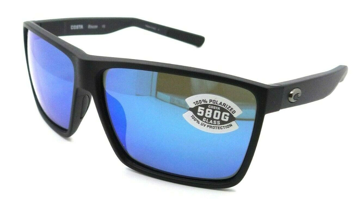 Costa Del Mar Sunglasses Rincon 63-11-140 Matte Black / Blue Mirror 580G Glass-097963905176-classypw.com-1