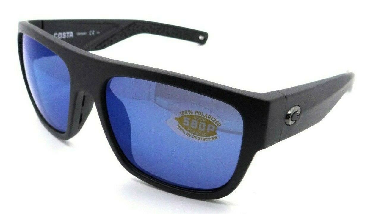 Costa Del Mar Sunglasses Sampan 58-17-136 Matte Black / Blue Mirror 580P-0097963837835-classypw.com-1