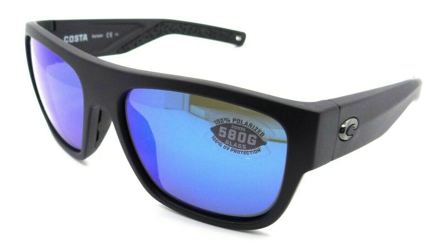 Costa Del Mar Sunglasses Sampan 60-17-136 Matte Black / Blue Mirror 580G Glass-0097963837828-classypw.com-1
