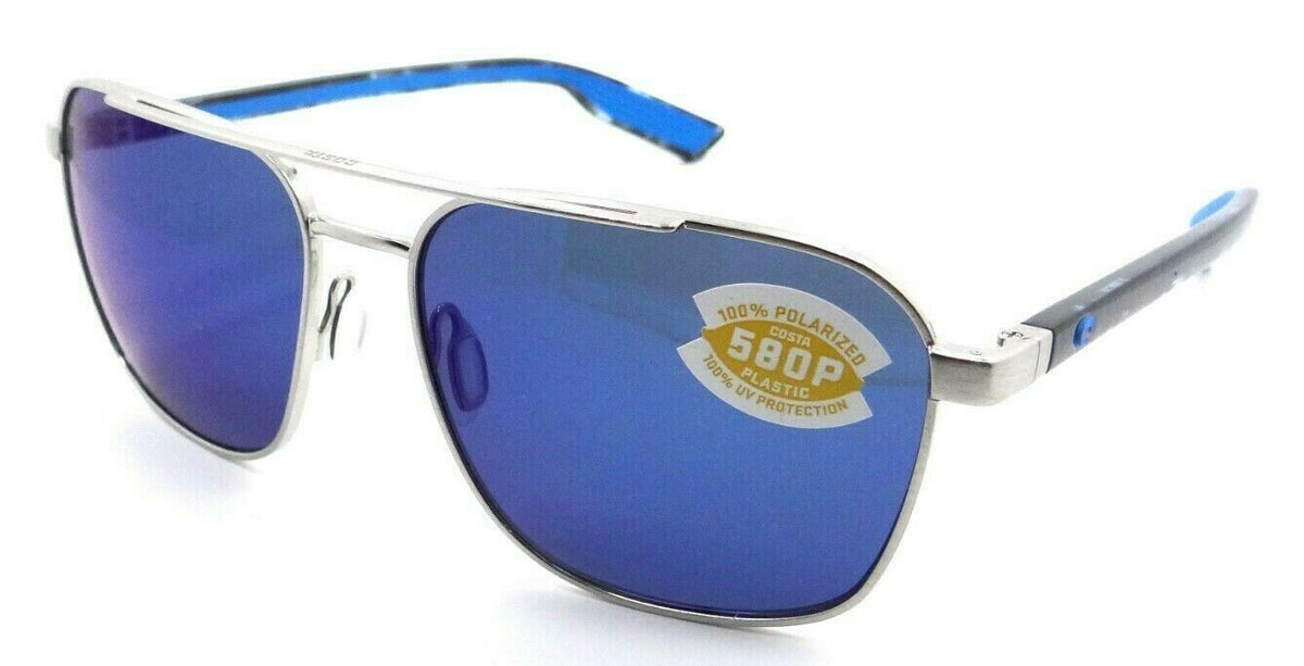 Costa Del Mar Sunglasses Wader 58-16-140 Brushed Silver / Blue Mirror 580P-0097963844956-classypw.com-1
