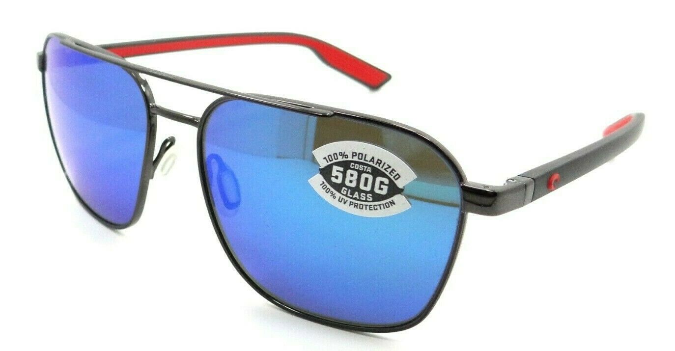 Costa Del Mar Sunglasses Wader 58-16-140 Shiny Dark Gunmetal / Blue Mirror 580G-0097963845045-classypw.com-1