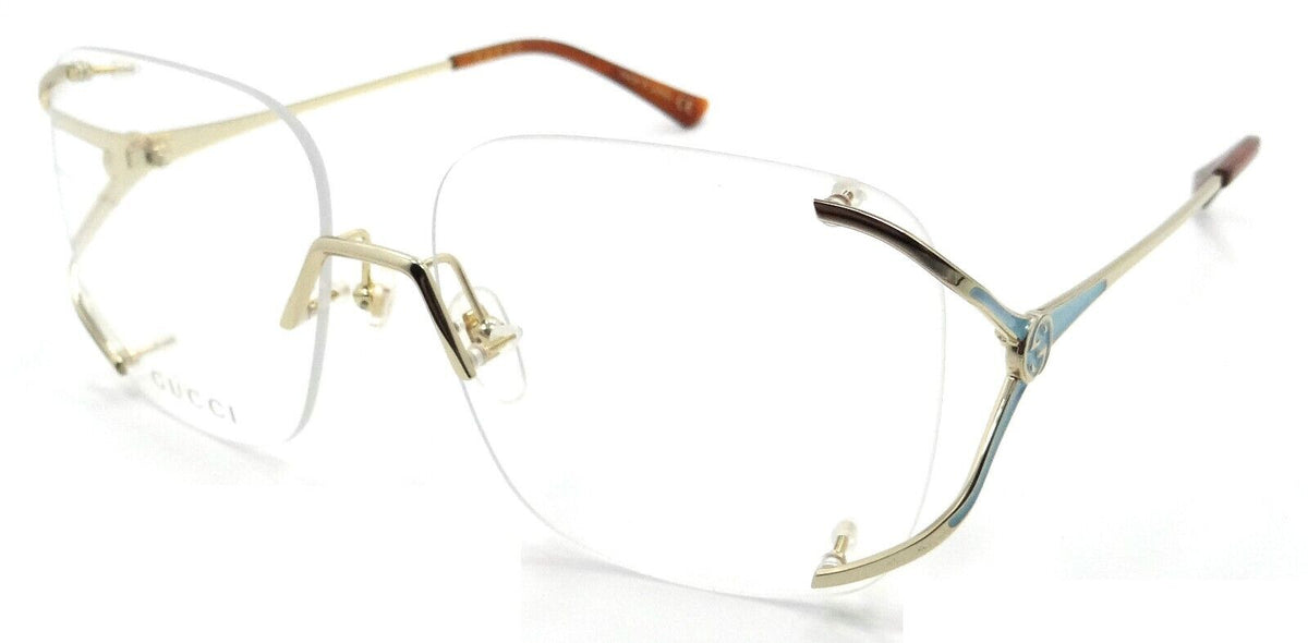 Gucci Eyeglasses Frames GG0652O 002 58-16-130 Gold / Light Blue Made in Japan-889652276953-classypw.com-1